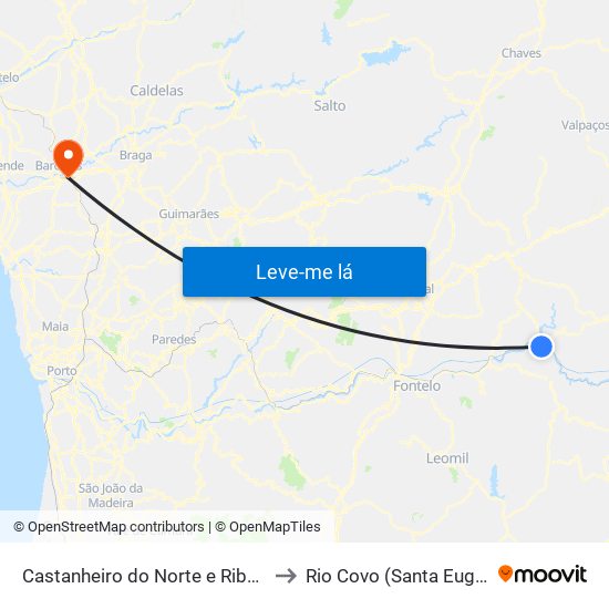 Castanheiro do Norte e Ribalonga to Rio Covo (Santa Eugénia) map