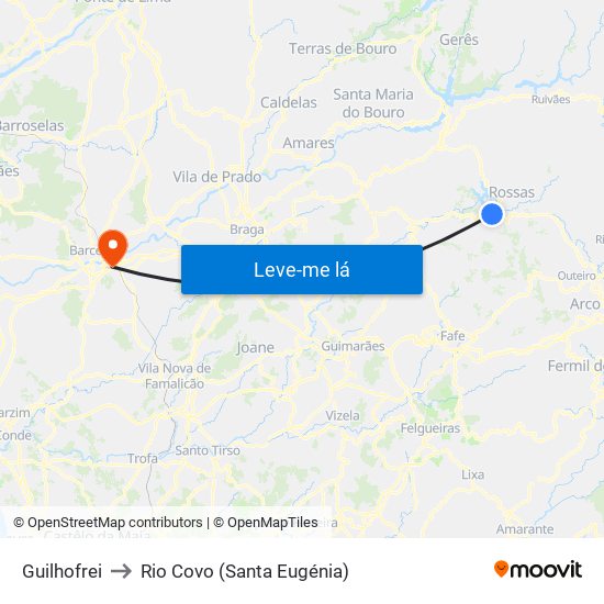 Guilhofrei to Rio Covo (Santa Eugénia) map