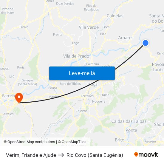 Verim, Friande e Ajude to Rio Covo (Santa Eugénia) map