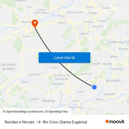 Ruivães e Novais to Rio Covo (Santa Eugénia) map