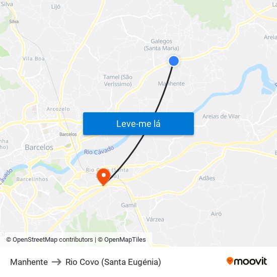 Manhente to Rio Covo (Santa Eugénia) map