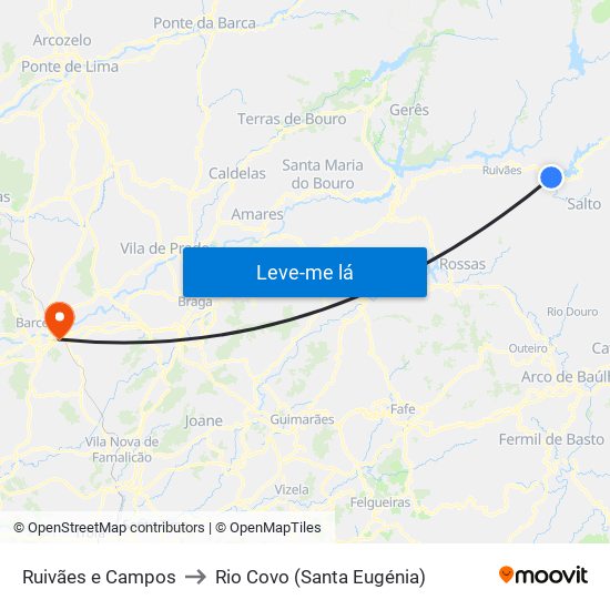 Ruivães e Campos to Rio Covo (Santa Eugénia) map