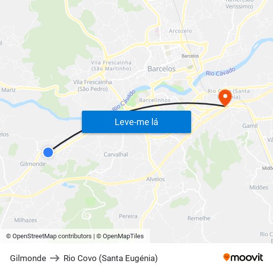 Gilmonde to Rio Covo (Santa Eugénia) map