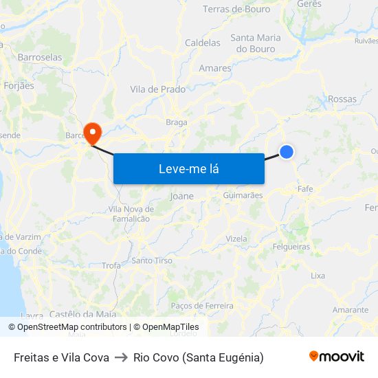 Freitas e Vila Cova to Rio Covo (Santa Eugénia) map