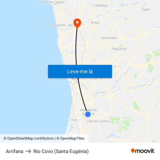 Arrifana to Rio Covo (Santa Eugénia) map