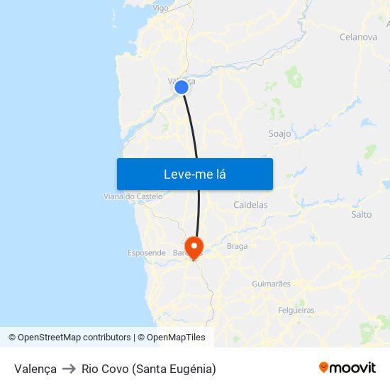 Valença to Rio Covo (Santa Eugénia) map
