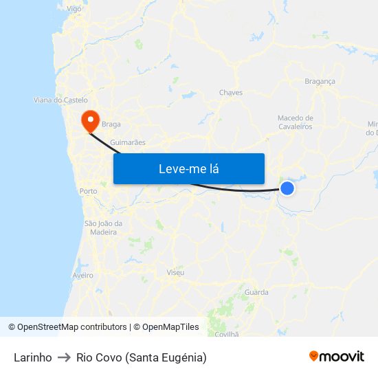 Larinho to Rio Covo (Santa Eugénia) map