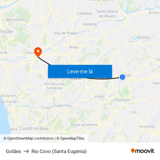 Golães to Rio Covo (Santa Eugénia) map