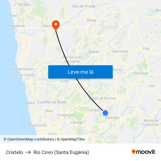 Cristelo to Rio Covo (Santa Eugénia) map