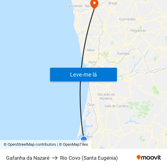 Gafanha da Nazaré to Rio Covo (Santa Eugénia) map