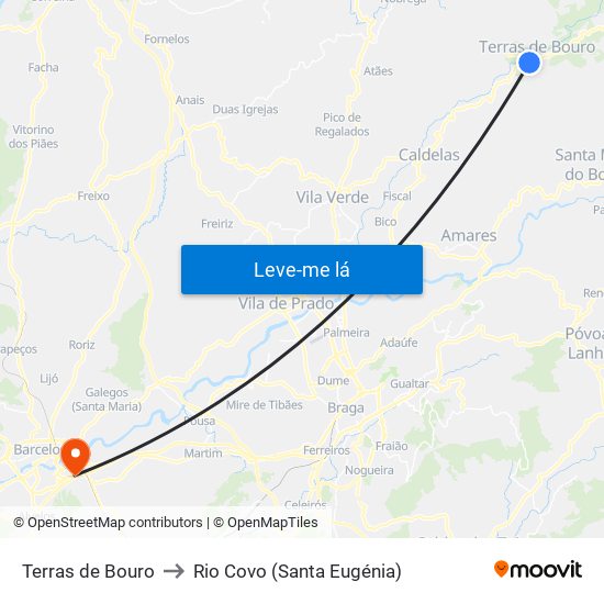 Terras de Bouro to Rio Covo (Santa Eugénia) map