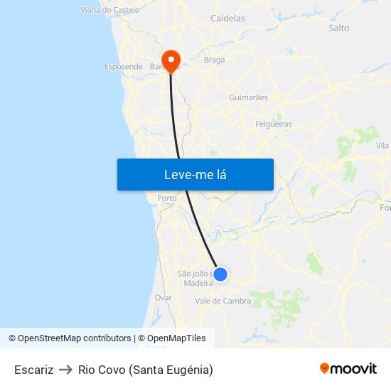 Escariz to Rio Covo (Santa Eugénia) map