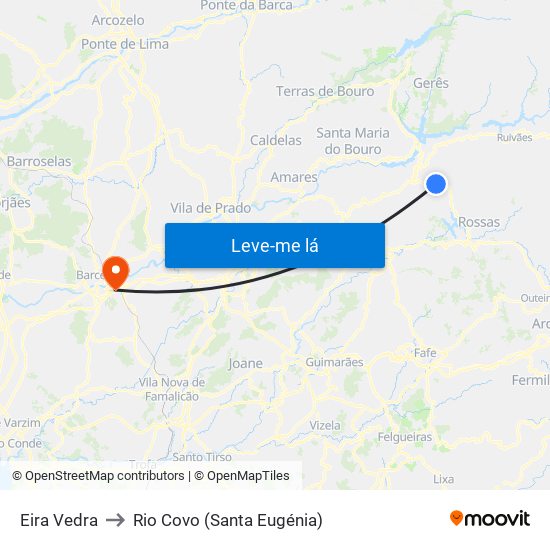 Eira Vedra to Rio Covo (Santa Eugénia) map