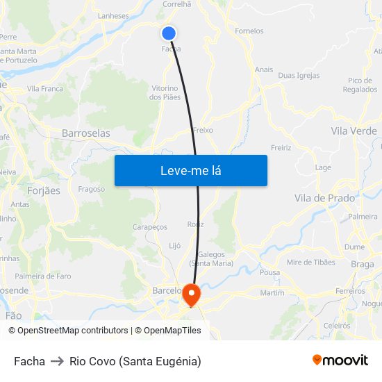 Facha to Rio Covo (Santa Eugénia) map