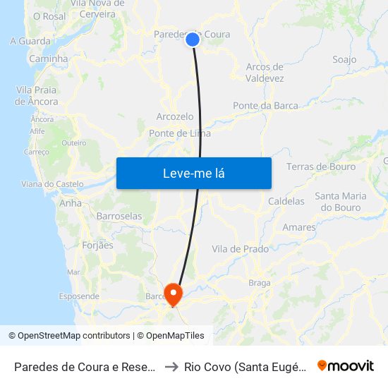 Paredes de Coura e Resende to Rio Covo (Santa Eugénia) map