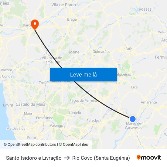 Santo Isidoro e Livração to Rio Covo (Santa Eugénia) map