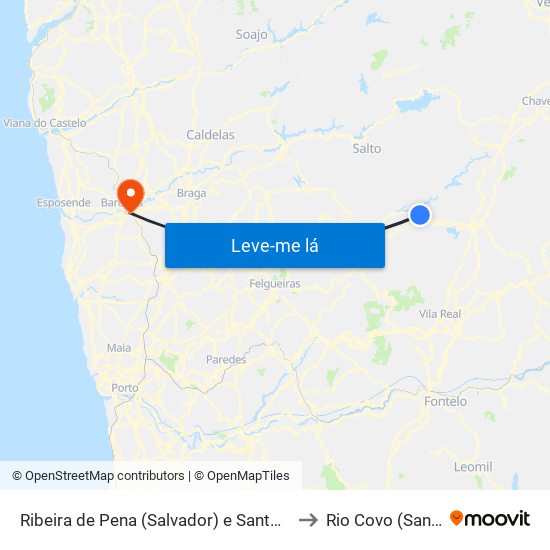 Ribeira de Pena (Salvador) e Santo Aleixo de Além-Tâmega to Rio Covo (Santa Eugénia) map