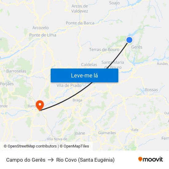 Campo do Gerês to Rio Covo (Santa Eugénia) map