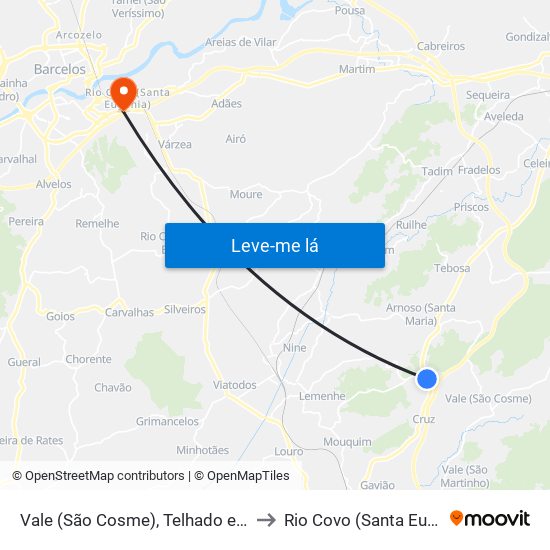 Vale (São Cosme), Telhado e Portela to Rio Covo (Santa Eugénia) map