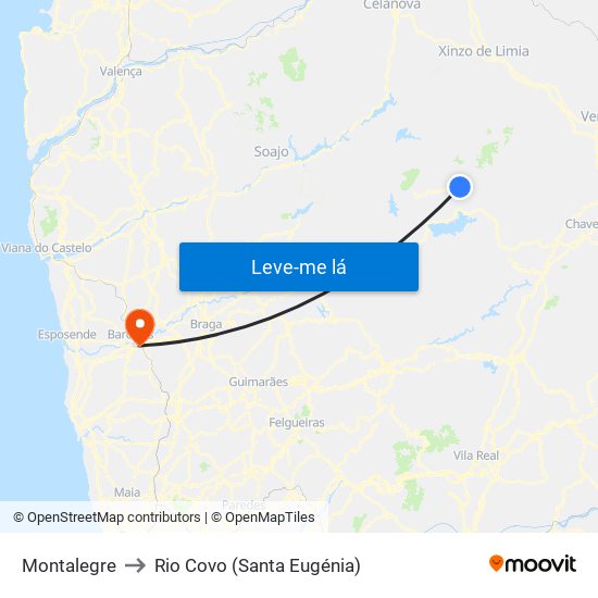 Montalegre to Rio Covo (Santa Eugénia) map