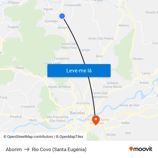 Aborim to Rio Covo (Santa Eugénia) map