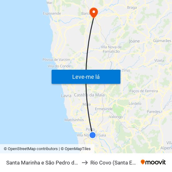 Santa Marinha e São Pedro da Afurada to Rio Covo (Santa Eugénia) map