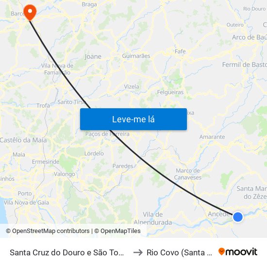 Santa Cruz do Douro e São Tomé de Covelas to Rio Covo (Santa Eugénia) map