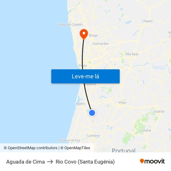 Aguada de Cima to Rio Covo (Santa Eugénia) map