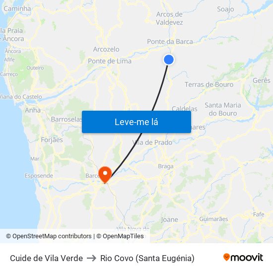 Cuide de Vila Verde to Rio Covo (Santa Eugénia) map