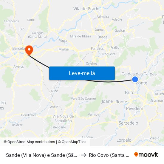 Sande (Vila Nova) e Sande (São Clemente) to Rio Covo (Santa Eugénia) map