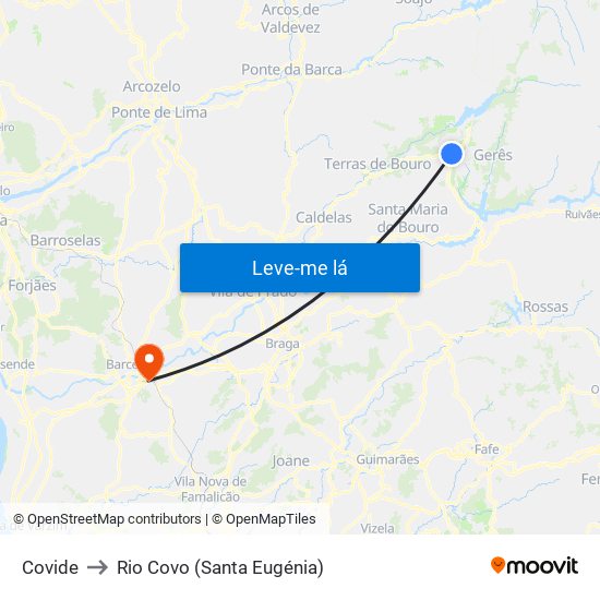 Covide to Rio Covo (Santa Eugénia) map