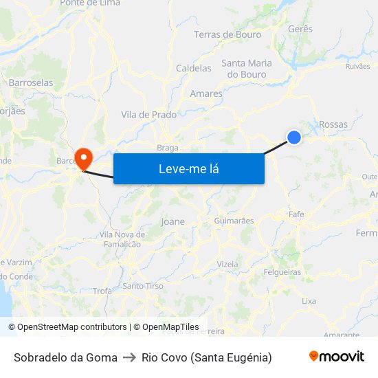 Sobradelo da Goma to Rio Covo (Santa Eugénia) map