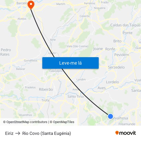 Eiriz to Rio Covo (Santa Eugénia) map