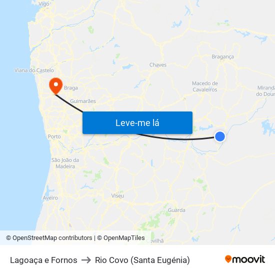 Lagoaça e Fornos to Rio Covo (Santa Eugénia) map