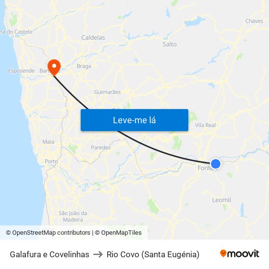 Galafura e Covelinhas to Rio Covo (Santa Eugénia) map