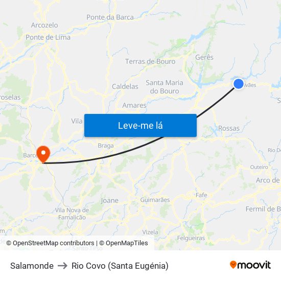 Salamonde to Rio Covo (Santa Eugénia) map