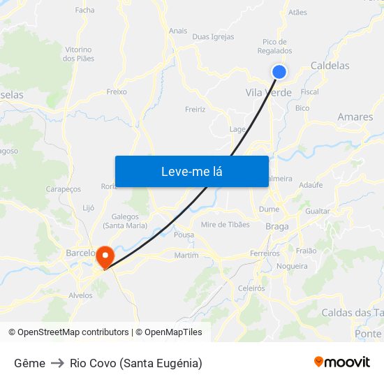 Gême to Rio Covo (Santa Eugénia) map