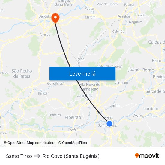 Santo Tirso to Rio Covo (Santa Eugénia) map