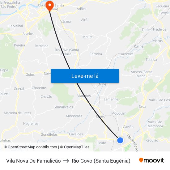 Vila Nova De Famalicão to Rio Covo (Santa Eugénia) map