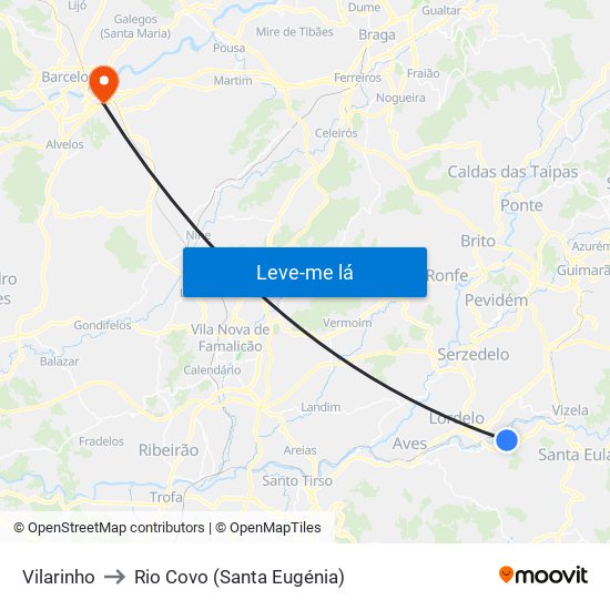 Vilarinho to Rio Covo (Santa Eugénia) map