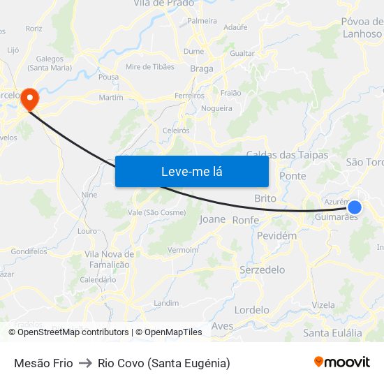 Mesão Frio to Rio Covo (Santa Eugénia) map