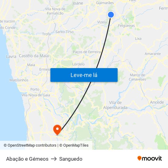 Abação e Gémeos to Sanguedo map