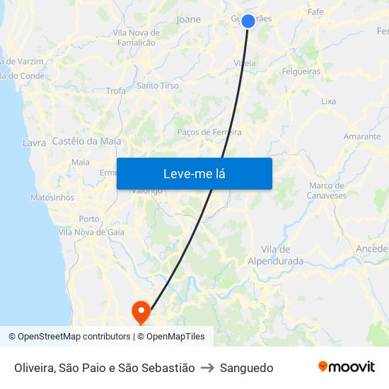 Oliveira, São Paio e São Sebastião to Sanguedo map