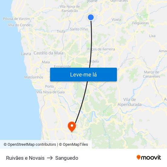 Ruivães e Novais to Sanguedo map