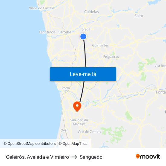 Celeirós, Aveleda e Vimieiro to Sanguedo map