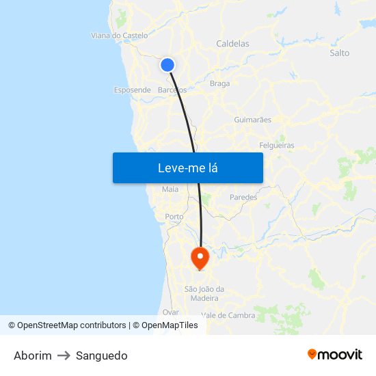 Aborim to Sanguedo map