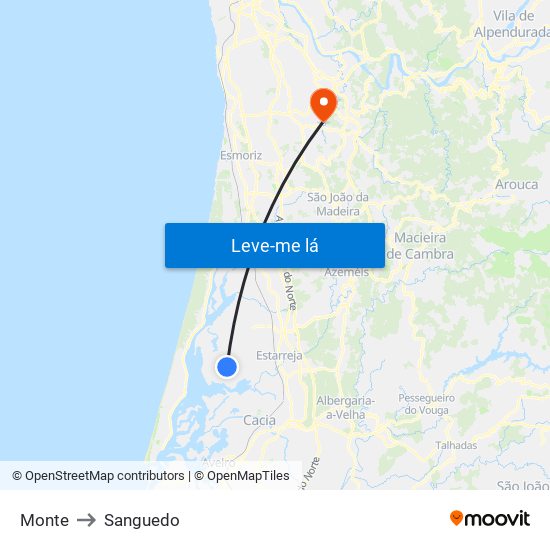 Monte to Sanguedo map