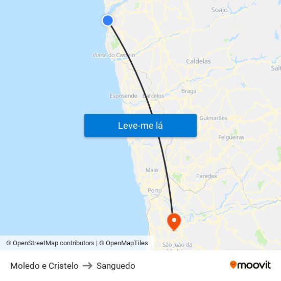 Moledo e Cristelo to Sanguedo map