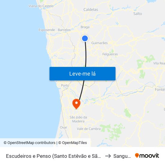 Escudeiros e Penso (Santo Estêvão e São Vicente) to Sanguedo map
