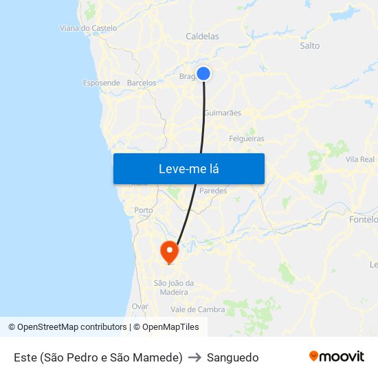 Este (São Pedro e São Mamede) to Sanguedo map